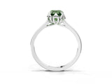 Silver Fancy Green Emerald Cut Diamond Solitaire Ring with Flower Prong Setting and Classic Band_16