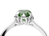 Silver Fancy Green Emerald Cut Diamond Solitaire Ring with Flower Prong Setting and Classic Band_17