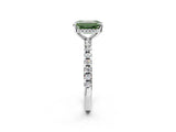 Silver Fancy Green Emerald Cut Diamond Solitaire Ring with Round  Pavé Band and Four-Prong Setting_38