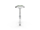 Silver Fancy Green Emerald Cut Halo Bezel Diamond Pave Band Ring_8