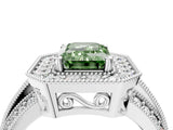 Silver Fancy Green Emerald Cut Halo Diamond Engagement Ring with Pave Split Shank and Four-Prong Setting_10