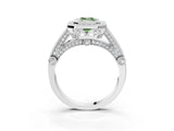 Silver Fancy Green Emerald Cut Halo Diamond Split Shank Pave Ring_9