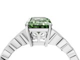 Silver Fancy Green Emerald Cut Solitaire Diamond Ring with Infinity Twist Band and Four-Prong Setting_10