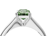 Silver Fancy Green Emerald Cut Solitaire Diamond Ring with Six-Prong Setting and Classic Band_20