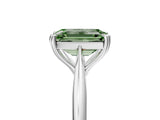 Silver Fancy Green Emerald Cut Solitaire Diamond Ring with Six-Prong Setting and Classic Band_21