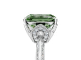 Silver Fancy Green Emerald Cut Solitaire Split Shank Pave Diamond Engagement Ring with Four-Prong Setting_11