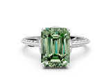 Silver Fancy Green Emerald Cut Solitaire Split Shank Pave Diamond Engagement Ring with Four-Prong Setting_54