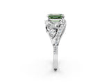Silver Fancy Green Emerald  Diamond Halo Ring with Marquise and Pavé Band in Prong Setting_32