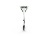 Silver Fancy Green Emerald  Solitaire Engagement Ring with Six-Prong Setting and Classic Band 3