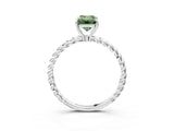 Silver Fancy Green Emerald  Solitaire Twist Band Ring with Four-Prong Setting_3