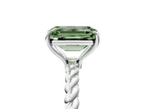 Silver Fancy Green Emerald  Solitaire Twist Band Ring with Four-Prong Setting_5