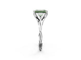 Silver Fancy Green Emerald  Solitaire Twist Band Six-Prong Setting 2