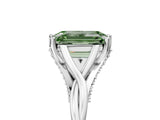 Silver Fancy Green Emerald  Solitaire Twist Band Six-Prong Setting 5