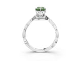 Silver Fancy Green Emerald  Solitaire Twist Band with Leaf Prong Setting 3
