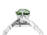 Silver Fancy Green Emerald  Solitaire Twist Band with Leaf Prong Setting 4