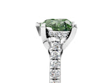 Silver Fancy Green Heart  Brilliant Diamond Solitaire with Pavé Band and Four-Prong Setting 1