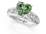 Silver Fancy Green Heart  Brilliant Solitaire with Side Stones on a Pave Band and Four-Prong Setting_13