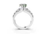 Silver Fancy Green Heart  Brilliant Solitaire with Side Stones on a Pave Band and Four-Prong Setting_15