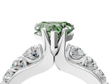 Silver Fancy Green Heart  Brilliant Solitaire with Side Stones on a Pave Band and Four-Prong Setting_16