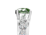 Silver Fancy Green Heart  Brilliant Solitaire with Side Stones on a Pave Band and Four-Prong Setting_17