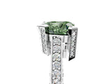 Silver Fancy Green Heart Cut Brilliant Split Shank Pave Solitaire Ring with Four-Prong Setting_11