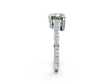 Silver Fancy Green Heart Cut Brilliant Split Shank Pave Solitaire Ring with Four-Prong Setting_8