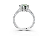 Silver Fancy Green Heart Cut Brilliant Split Shank Pave Solitaire Ring with Four-Prong Setting_9