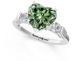 Silver Fancy Green Heart Cut Brilliant Three-Stone Pave Band with Four-Prong Setting_7