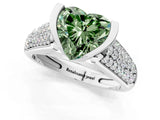 Silver Fancy Green Heart Cut Cut Diamond Channel Set Pave Band with Tension Prong Setting_7