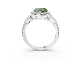 Silver Fancy Green Heart Cut Cut Diamond Halo Engagement Ring with Open Split Pavé Band_9