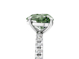 Silver Fancy Green Heart Cut Diamond Brilliant Solitaire Ring with Pavé Band and Four-Prong Setting_47