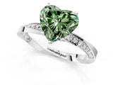 Silver Fancy Green Heart Cut Diamond Engagement Ring with Side Stone Accents and Four-Prong Setting_13