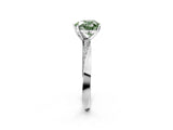 Silver Fancy Green Heart Cut Diamond Engagement Ring with Side Stone Accents and Four-Prong Setting_14