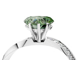 Silver Fancy Green Heart Cut Diamond Engagement Ring with Side Stone Accents and Four-Prong Setting_16