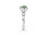 Silver Fancy Green Heart  Cut Diamond Floral Halo Engagement Ring with Shared Prong Setting 2