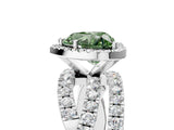 Silver Fancy Green Heart Cut Diamond Halo Ring with Round Split Shank and Prong Setting_5