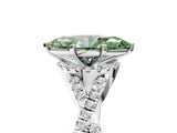 Silver Fancy Green Heart Cut Diamond  Halo Twist Band Solitaire Prong Setting Ring_17