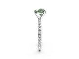Silver Fancy Green Heart Cut Diamond Pavé Solitaire Ring with Round Band and Prong Setting_2