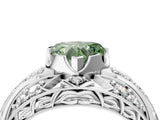 Silver Fancy Green Heart Cut Diamond Pave Art Deco Split Shank Ring with Four-Prong Setting_10