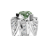 Silver Fancy Green Heart Cut Diamond Pave Art Deco Split Shank Ring with Four-Prong Setting_11