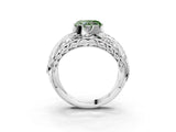 Silver Fancy Green Heart Cut Diamond Pave Art Deco Split Shank Ring with Four-Prong Setting_9