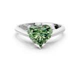 Silver Fancy Green Heart Cut Diamond Solitaire Engagement Ring with Cathedral Setting and Four-Prong Mount_12