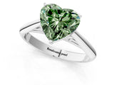 Silver Fancy Green Heart Cut Diamond Solitaire Engagement Ring with Cathedral Setting and Four-Prong Mount_13