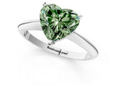Silver Fancy Green Heart Cut Diamond Solitaire Engagement Ring with Classic Band and Four-Prong Setting_13