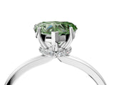 Silver Fancy Green Heart Cut Diamond Solitaire Ring with Classic Band and Four-Prong Setting_10