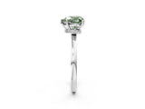 Silver Fancy Green Heart Cut Diamond Solitaire Ring with Classic Band and Four-Prong Setting_8