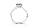 Silver Fancy Green Heart Cut Diamond Solitaire Ring with Flower Prong Setting and Classic Band_15