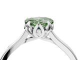 Silver Fancy Green Heart Cut Diamond Solitaire Ring with Flower Prong Setting and Classic Band_16