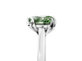 Silver Fancy Green Heart Cut Diamond Solitaire Ring with Flower Prong Setting and Classic Band_17