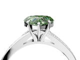 Silver Fancy Green Heart Cut Diamond Solitaire Ring with Pavé Band and Prong Setting_16